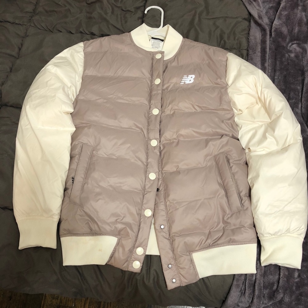 New Balance varsity dusted pink puffer jacket
